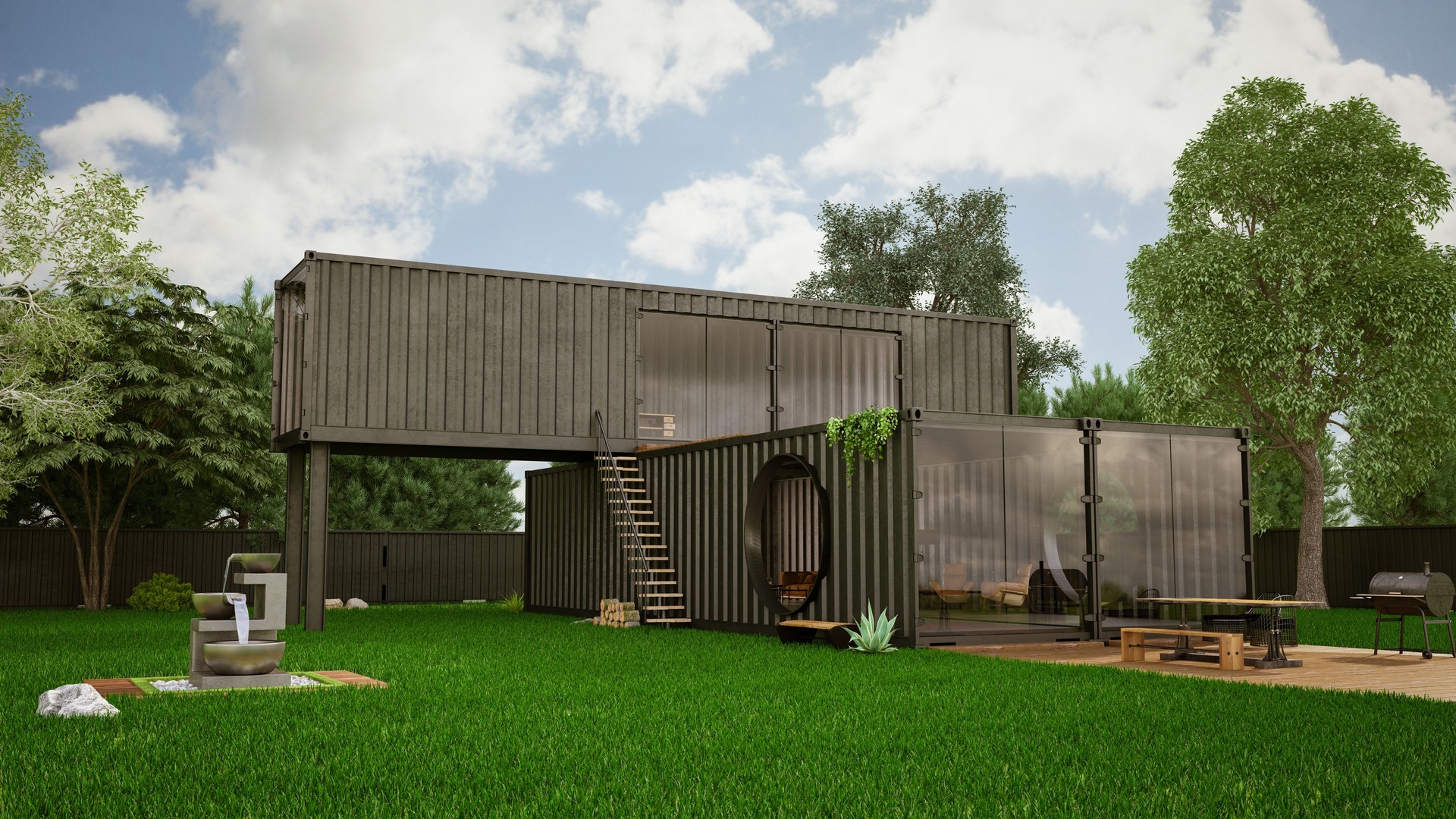 Cargo Container House with Garden